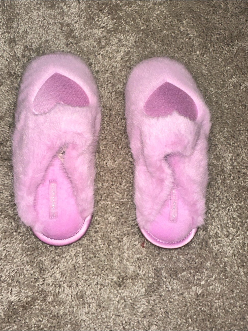 Pink Fuzzy Heart Slippers size medium 💕💗